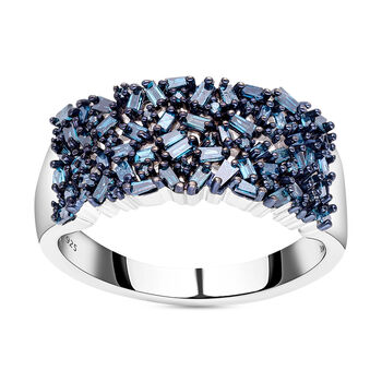 Blauer Diamant Ring 925 Silber platiniert (Gr&ouml;&szlig;e 16.00) ca. 1.00 ct