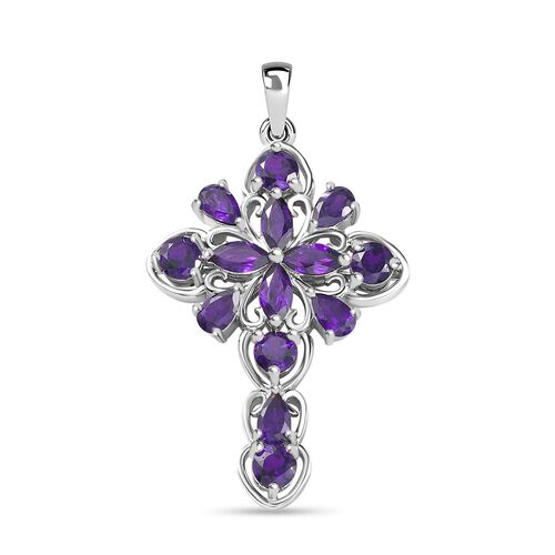Afrikanischer Amethyst Anhänger 925 Silber platiniert ca. 3.39 ct image number 0
