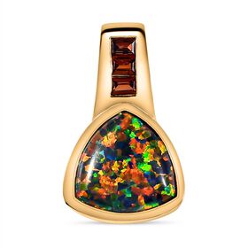 Labor schwarzer Opal und roter Granat-Anhänger - 2,03 ct.