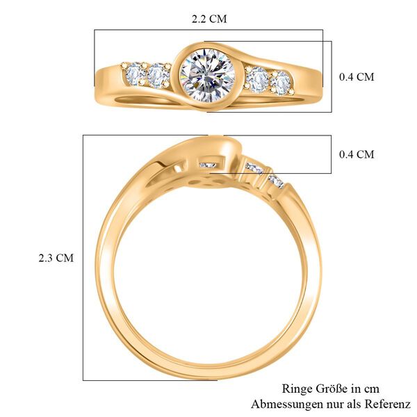 Moissanit Ring, 925 Silber Gelbgold Vermeil - 0,74 ct. image number 5