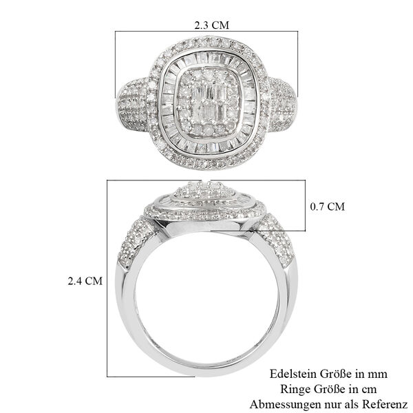 Diamant Cluster Ring 925 Silber Platin-&Uuml;berzug image number 4