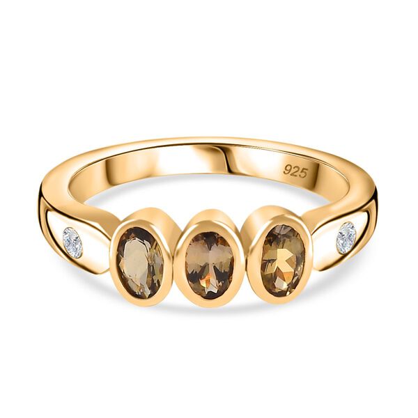 AA nat&uuml;rlicher goldener Tansanit und Zirkon-Ring - 0,80 ct.