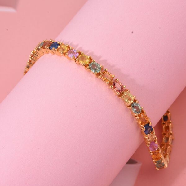 D'Joy AA Mehrfarbig Saphir, Rosa Saphir Armband ca. 19 cm 925 Silber 750 Gelbgold Vermeil ca. 11,21 ct. image number 2