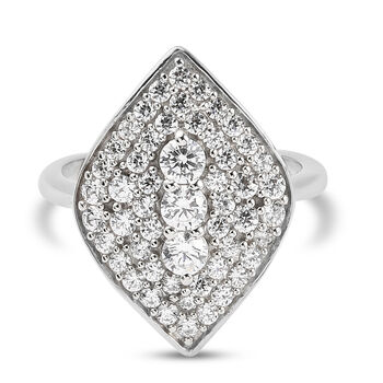 LUSTRO STELLA Hergestellt mit Feinster ZIRKONIA Ring 925 Silber platiniert (Gr&ouml;&szlig;e 16.00)