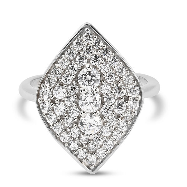 LUSTRO STELLA Hergestellt mit Feinster ZIRKONIA Ring 925 Silber platiniert