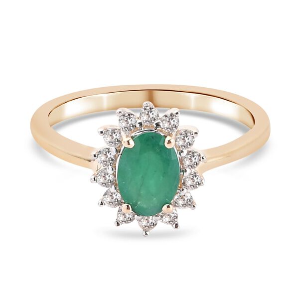 AAA Sambischer Smaragd und Zirkon Ring 375 Gold