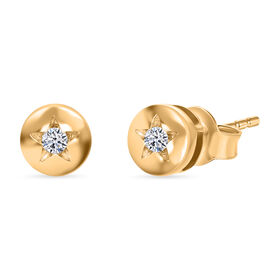 LUXURIANT DIAMOND- SI-GH Labor Diamant Ohrringe, 925 Silber Gelbgold Vermeil - 0,15 ct.