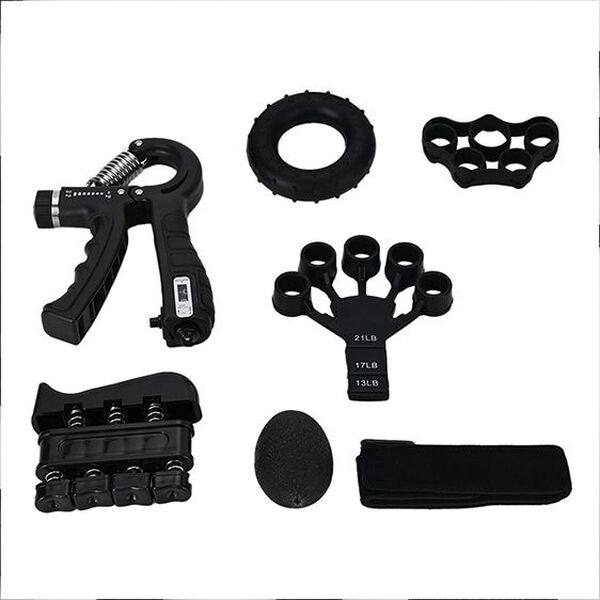 6-teiliges Griffkrafttrainer-Set f&uuml;r Hand- und Fingertraining, Schwarz, 11x18x6,5cm