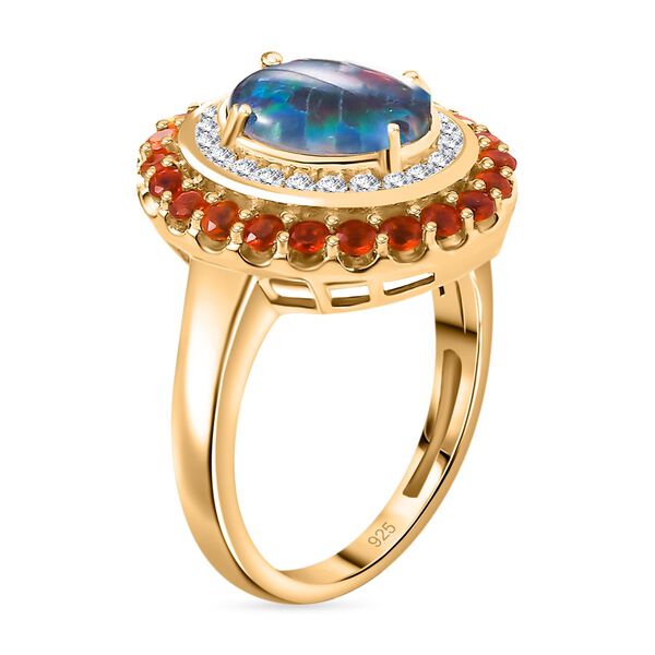 Boulder Opal Triplett, Feueropal und Zirkon-Ring - 2,58 ct. image number 6