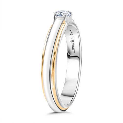 Lab Grown Diamant SI Ring 925 Silber Rhodiniert und 750 Gelbgold Vermeil (Größe 18.00) ca. 0,50 ct image number 4