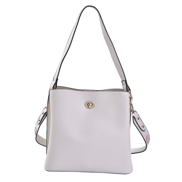 Crossbody Tasche aus Kunstleder mit abnehmbarem Riemen, Gr&ouml;&szlig;e 24x11x22 cm, Wei&szlig;