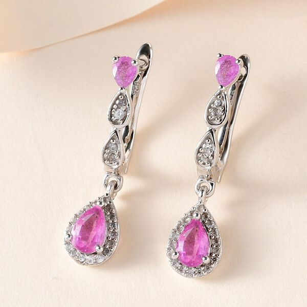 Ilakaka rosa Saphir (Fissure gef&uuml;llt)-Ohrringe, 925 Silber platiniert ca. 1.96 ct image number 2