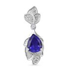 Tansanit-Farbe Quarz, Weißer Zirkon Anhänger 925 Silber rhodiniert ca. 2.56 ct