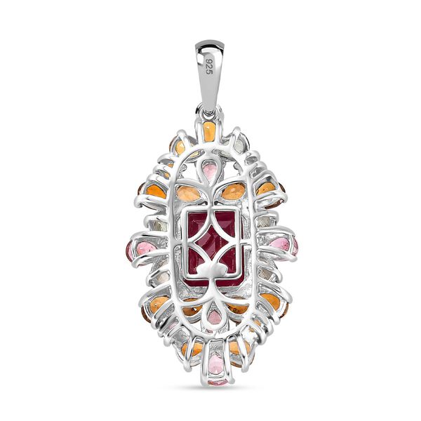 Afrikanischer Rubin (Fissure gef&uuml;llt), Mehrfarbig-Turmalin Anh&auml;nger 925 Silber rhodiniert ca. 8.73 ct image number 5