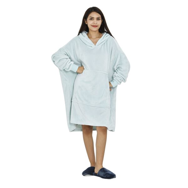 Flauschiger Flanell Hoodie mit großer Tasche, 96x89cm, hellgrün image number 4