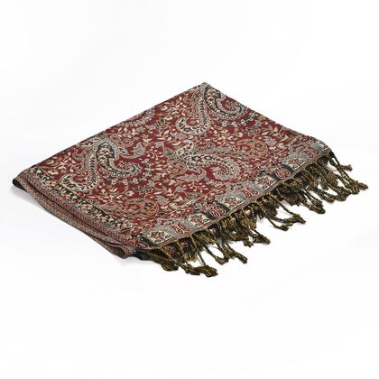 Jamawar-Schal, Viskose, 3-Schiffchen-Webung, 70x200 cm, Paisley