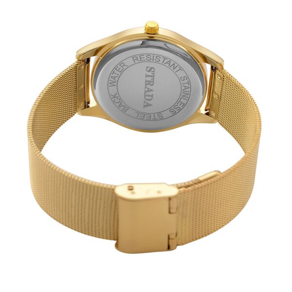 STRADA Stardust Zifferblattuhr mit japanischem Uhrwerk und Gelbfarbenem 316L Edelstahl -Mesh-Armband image number 6