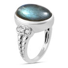 Labradorit und Zirkon-Ring, 925 Silber platiniert  ca. 10,74 ct image number 4