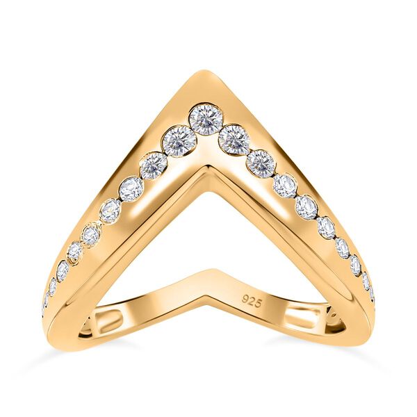 Moissanit Ring 925 Silber Gelbgold Vermeil (Gr&ouml;&szlig;e 17.00) ca. 0,55 ct image number 4