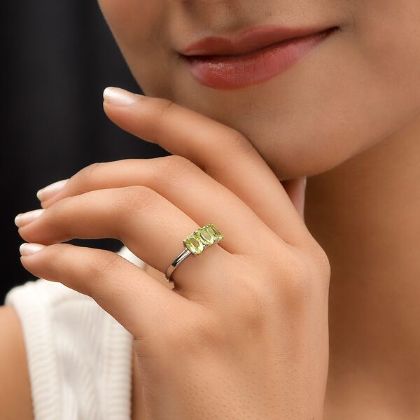 Nat&uuml;rlicher Peridot Ring, Edelstahl (Gr&ouml;&szlig;e 16.00) ca. 1.60 ct image number 3