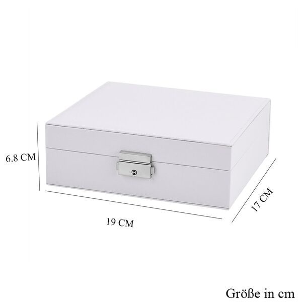 Schmuck Aufbewahrungsbox mit Haken und Fächern, 19x17x6.8 cm, Weiß image number 9