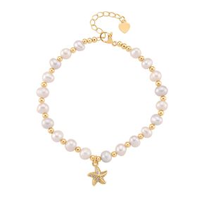 Mehrfarbige Süßwasser Perle, Zirkonia Armband ca. 19cm + 5cm Extender, Nickelfreies Messing Roségold Vermeil