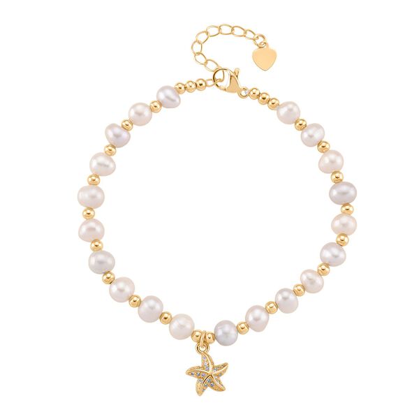 Mehrfarbige Süßwasser Perle, Zirkonia Armband ca. 19cm + 5cm Extender, Nickelfreies Messing Roségold Vermeil image number 0