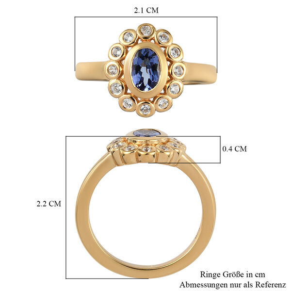 Tansanit und Zirkon Ring 925 Silber vergoldet  ca. 0,89 ct image number 8
