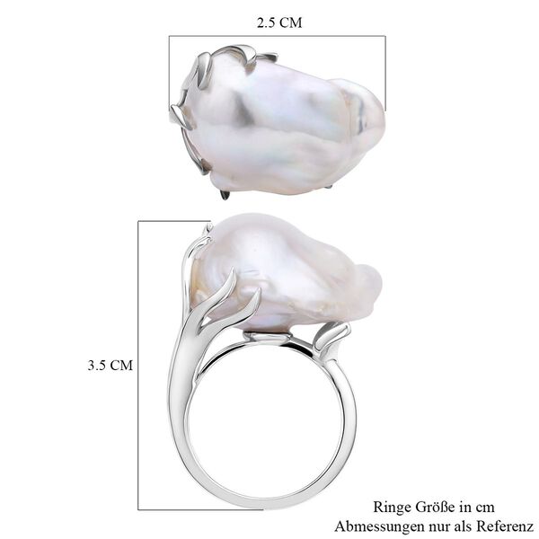 Wei&szlig;er Barockperlen und Zirkon-Ring - 15-25 mm image number 7