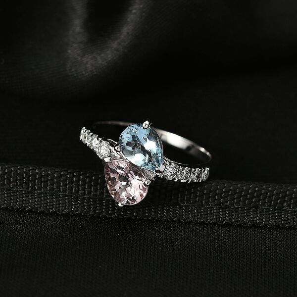 LUXURIANT DIAMOND - AAA Aquamarin, Rosa Morganit Ring 417 Gold (Gr&ouml;&szlig;e 20.00) ca. 3,03 ct image number 1