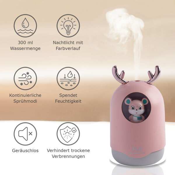 USB-Mini-B&auml;ren-Luftbefeuchter mit farbwechselndem Umgebungslicht, rosa image number 8