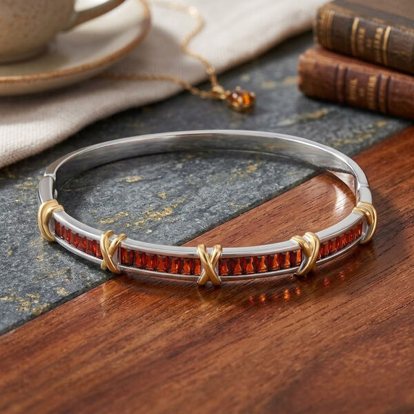 Roter Zirkonia Armreif ca. 19 cm, bicolor image number 2