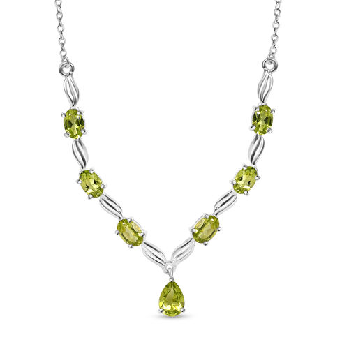 Natürliche Peridot Halskette, ca. 45 cm, 925 Silber ca. 4,06 ct image number 0