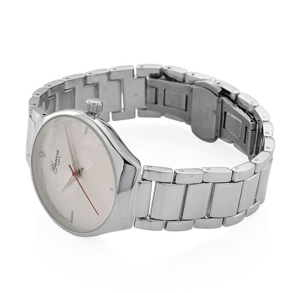GENOA - Weißer Diamant Uhr mit Japanisches Uhrwerk, 3 ATM Wasserdicht, 316L Edelstahl, Silber image number 5