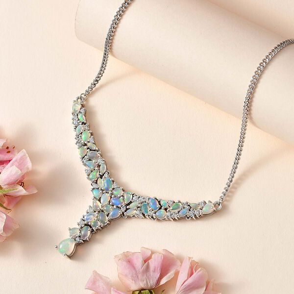 AA natürliche, äthiopische Welo Opal-Halskette, 45 cm - 5,30 ct. image number 2