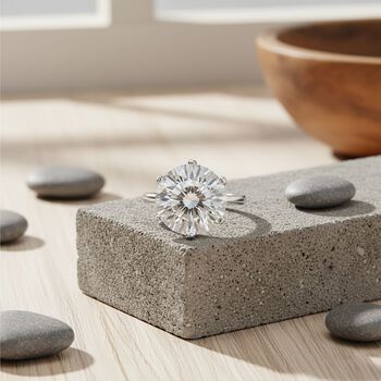 D'Joy GRA zertifizierter 120 Facetten D-VVS Moissanit Ring - 11,10 ct.