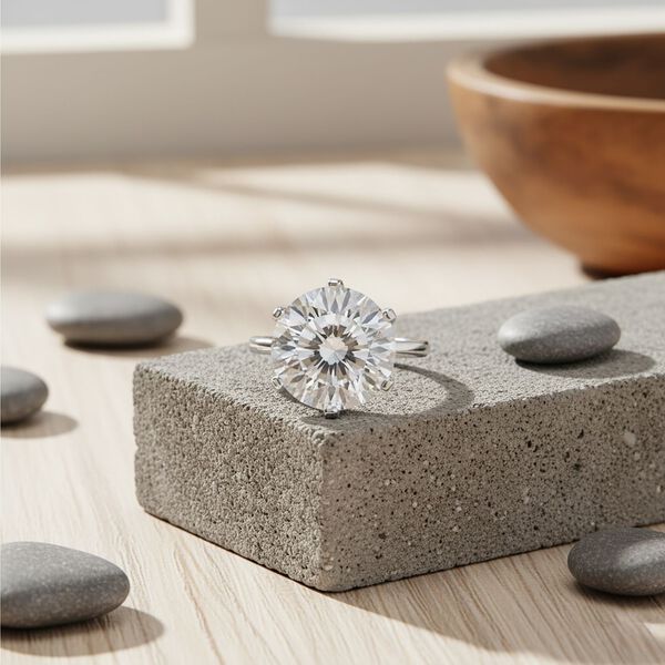 D'Joy GRA zertifizierter 120 Facetten D-VVS Moissanit Ring - 11,10 ct. image number 2