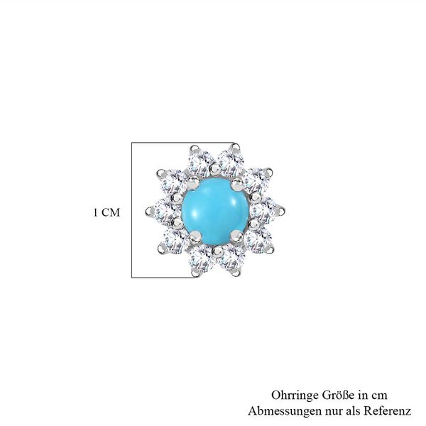 Amerikanische, nat&uuml;rliche Sleeping Beauty T&uuml;rkis und Zirkon Ohrstecker - 1,17 ct. image number 6