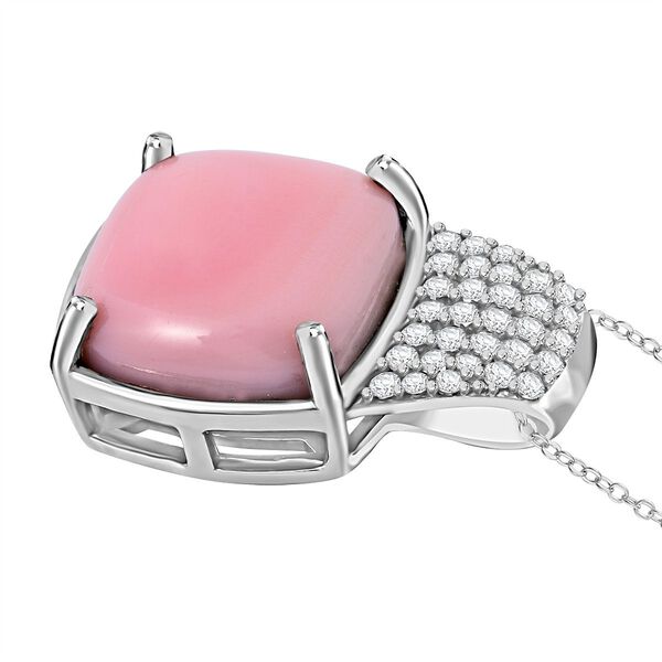 AAA Rosa Königsmuschel Perle und Zirkon Anhänger mit 45cm Kette image number 3