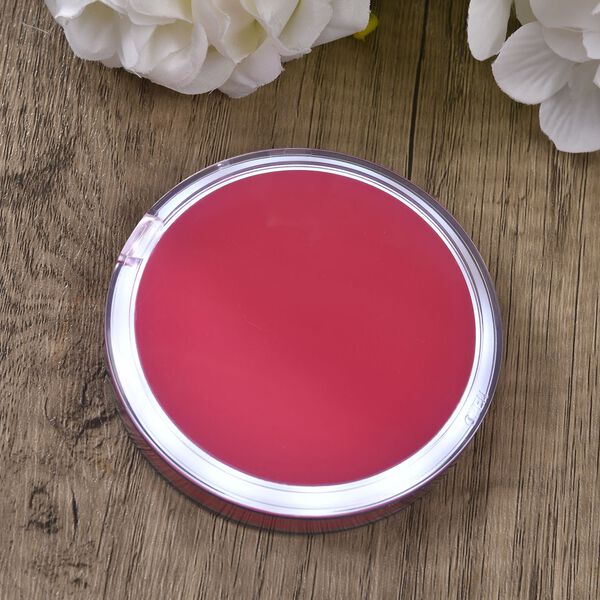 Wiederaufladbarer zweiseitiger LED-Schminkspiegel, 8.4x8.4x1.7cm, rosa image number 2