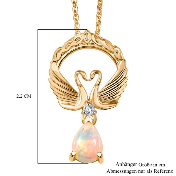 D'Joy AA Natürlicher, äthiopischer Welo Opal, Weißer Zirkon Schmuckset ca. 50 cm 925 Silber 750 Gelb Vergoldet ca. 0.49 ct image number 7