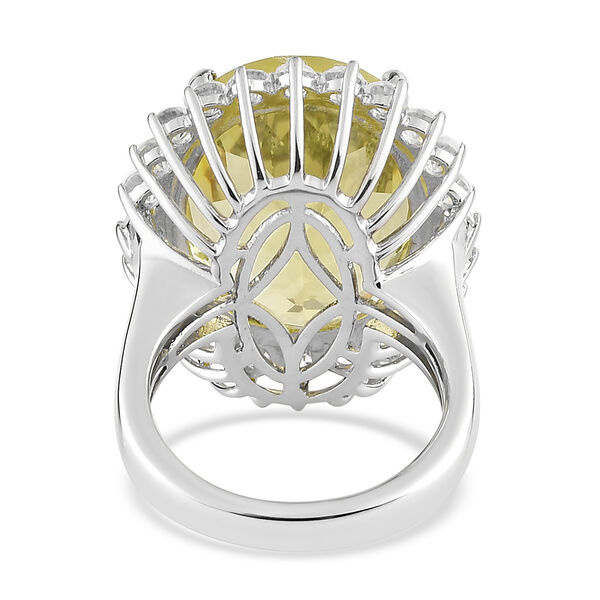 Ouro Verde-Quarz und Zirkon Ring 925 Silber platiniert image number 6