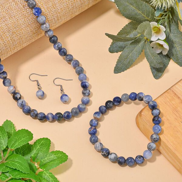 Sodalith Schmuckset Reiner Edelstahl ca. 285.00 ct. image number 2