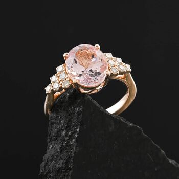 LUXORO zertifiziert und gepr&uuml;ft AAA Rosa Morganit und Diamant Anh&auml;nger in 417 Ros&eacute;gold - 3 ct.