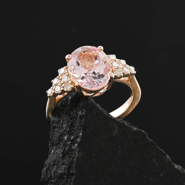 LUXORO zertifiziert und gepr&uuml;ft AAA Rosa Morganit und Diamant Anh&auml;nger in 417 Ros&eacute;gold - 3 ct. image number 1