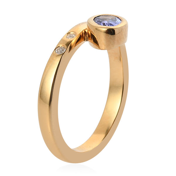 Tansanit und Zirkon Ring 925 Silber Gelbgold Vermeil image number 4