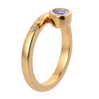 Tansanit und Zirkon Ring 925 Silber Gelbgold Vermeil image number 3