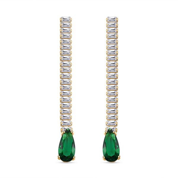 Weißer Zirkonia, Neongrüner Kristall Schmuckset Messing image number 7