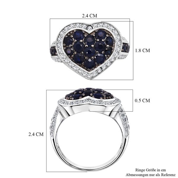 D'Joy Ceylon-Saphir, Wei&szlig;er Zirkon Ring 925 Silber rhodiniert (Gr&ouml;&szlig;e 19.00) ca. 2,74 ct image number 5