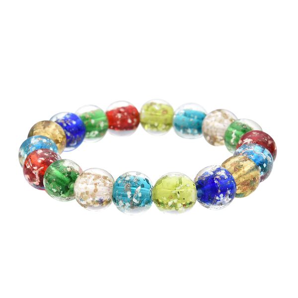 2er Set - Murano-Glasperlen Design, flexibles Armband und Ohrringe, Reiner Edelstahl, Mehrfarbig image number 4